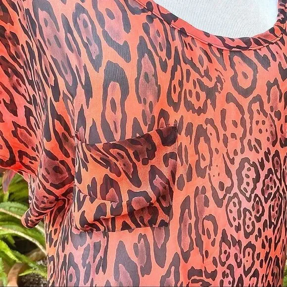 Patterson J. Kincaid Orange Cheetah Blouse - Picture 3 of 8